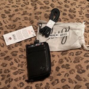 🐷 Lug Twister Black Pebble RFID Credit Card Holder Lanyard